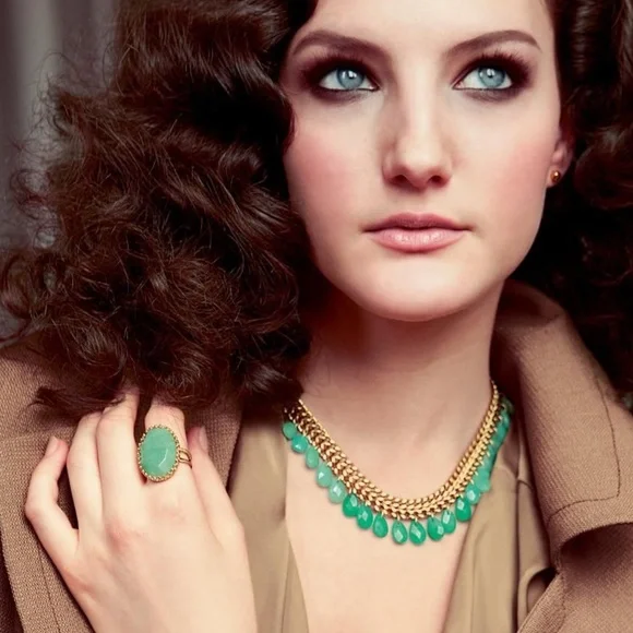 Stella & Dot | Emerald Green Ombré + Gold Contessa Jade Statement Neckla… - Picture 7 of 8